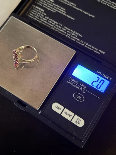 12 K Gold Red Ruby ring Used Women Ring, Solid  Yellow Gold Square Cut Jewelry