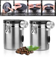 Large Coffee Canister Stainless Steel Airtight Storage Container Measuring Scoop
