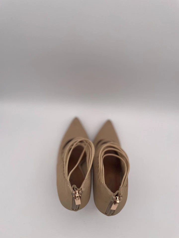 Anne Michelle Riseup-81M Strappy Pump Heels Women's Sz 7 Beige Leather 36075 - Image 4 of 4
