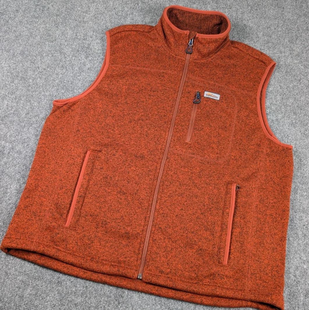 Orvis R65 Sweater Fleece Vest Mens XL Sunrise Red Orange Full Zip