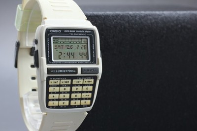 Vintage!【EXC+5/New Battery,Box】CASIO DBC-63 Deta Bank White Qz Men's watch JAPAN