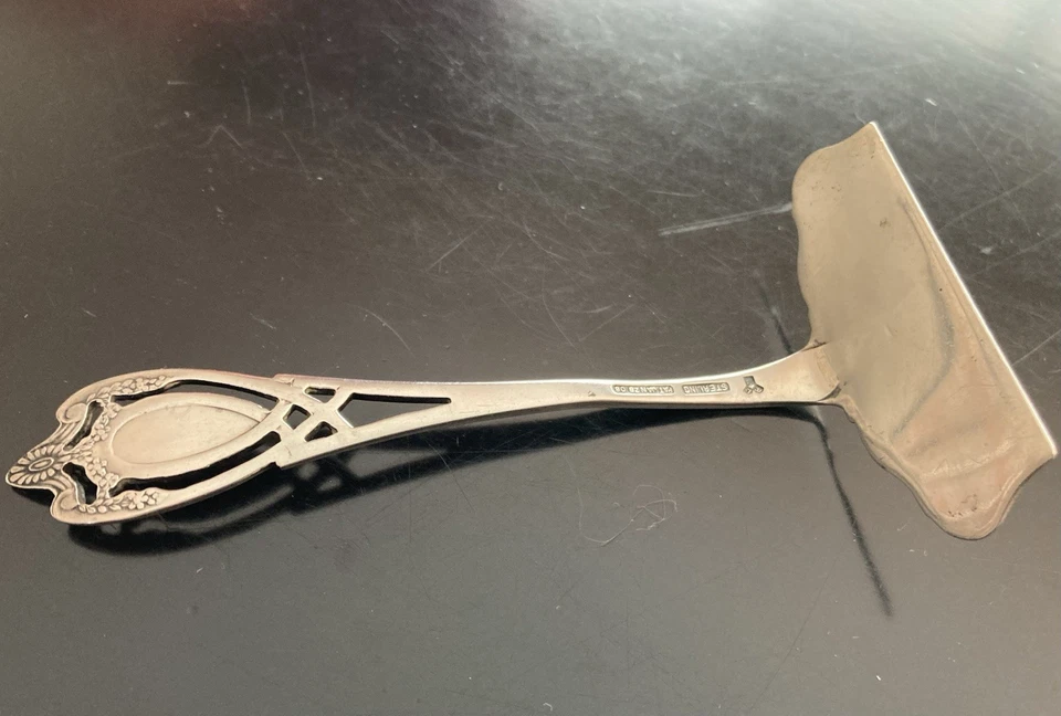 "Empujador de comida para bebé Lunt Monticello de plata esterlina 4"" antiguo 1911" Foto 4 de 4