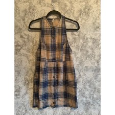 Urban Outfitters Plaid Button Front Mini Dress Sleeveless M NWT