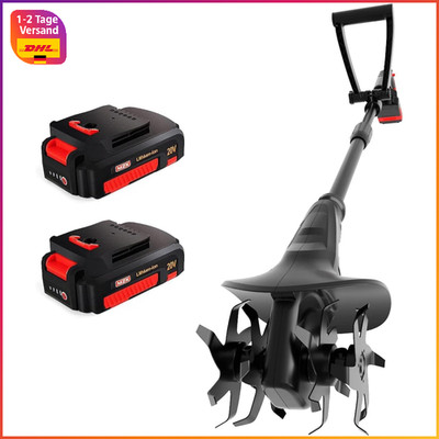Akku-Motorhacken 20V 20 cm Arbeitsbreite 360 U/min Kabellose Gartenfräse 2x