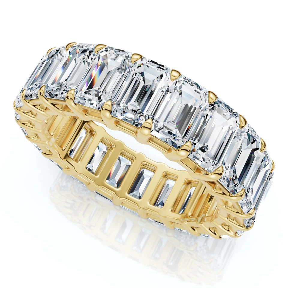 6Ct Emerald Cut Diamond Eternity Ring 14k Gold or Platinum Lab Grown