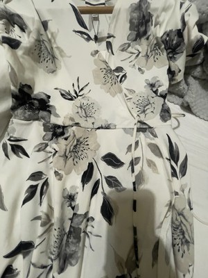 New Jules &Leopold Faux Wrap Fit&Flare Multi Off White Flowy Fabric Dres Woman M