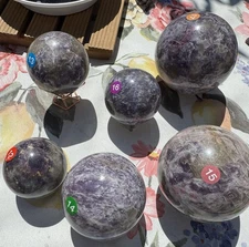 6 Gorgeous Unicorn Stone Spheres Crystal Chakra Gemstone W/ Holder