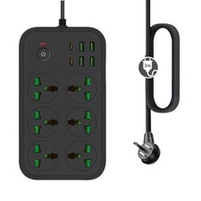 12-in-1 Power Strip USB-C, 6 Wide AC Outlets Universal Extension Cord 6ft