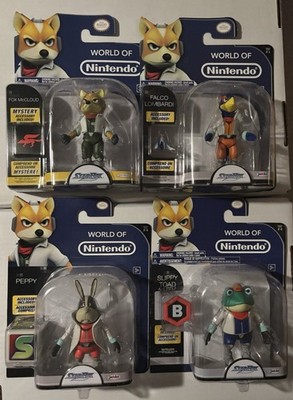 World Of Nintendo Fox McCloud Falco Slippy & Peppy Star Fox Figures Lot Complete