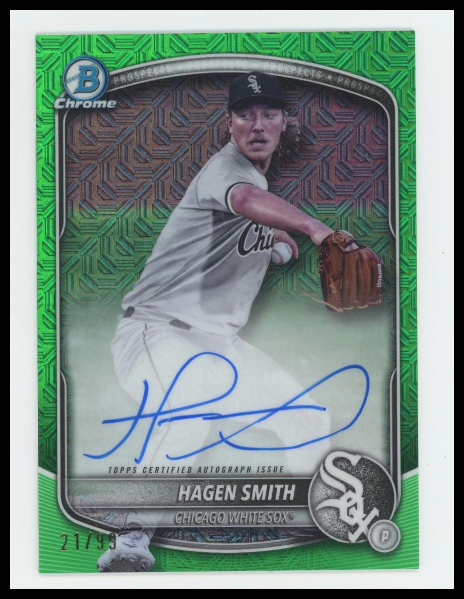 2025 Bowman #BMA-HS Hagen Smith Chrome Auto Green Mega Refractors 21/99