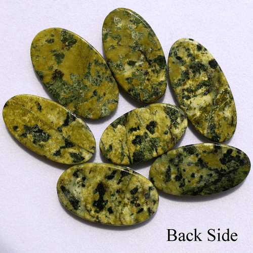 Venta al por mayor Lote de 7 piedras preciosas cabujón ovalado serpentina natural sin tratar 36-44 mm - Imagen 5 de 11