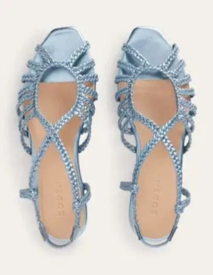 BODEN Woven Multistrap Braided Flat Sandals Blue 39 UK 6