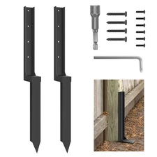 Thickened Fence Post Repair Kit, Fence Post Anchor Ground Spike, 2 Pack Heavy...