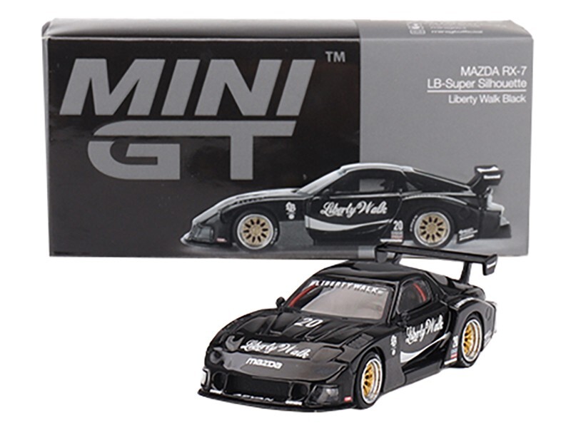 MAZDA RX-7 LB-SUPER SILHOUETTE #20 LBWK BLACK 1/64 DIECAST BY MINI