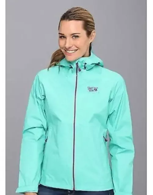 Mountain Hardwear Women s XS Atlantic Plasmic DryQ Evap Rain Jacket Teal Green