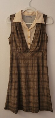 Hot Topic Silk Sleeveless Brown Plaid Dress w/White Collar "School Girl" Size 6 | eBay Hot Topic Silk Sleeveless Brown Plaid Dress w/White Collar "School Girl" Size 6 | eBay