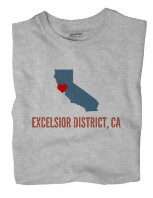 Excelsior District California CA T-Shirt San Francisco HEART