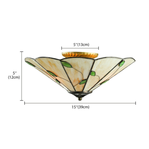 Flush Mount Ceiling Light Tiffany Country Style Bowl Shade for Dining Room - Picture 2 of 5