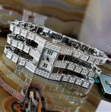 New ADEE KAYE Silver Swarovski Crystal Watch