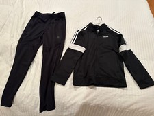 Adidas Jogger Sweatsuit Youth Size M Black Polyester Logo Boys