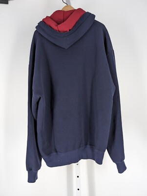 Russell Athletic Vtg 90s Blue Hoodie 2 Ply Hood Red XL Grunge