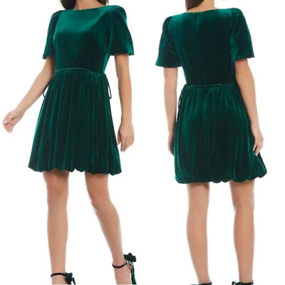 emerald green bubble dress Antonio Melani Size 12 Velvet Short Knee Length B48 Tumble Dry Low your height:5 Feet 5
