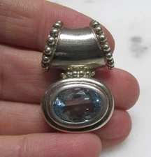 Blue Topaz Sterling Silver Slide Pendant ~ 10grams ~ 5-G477