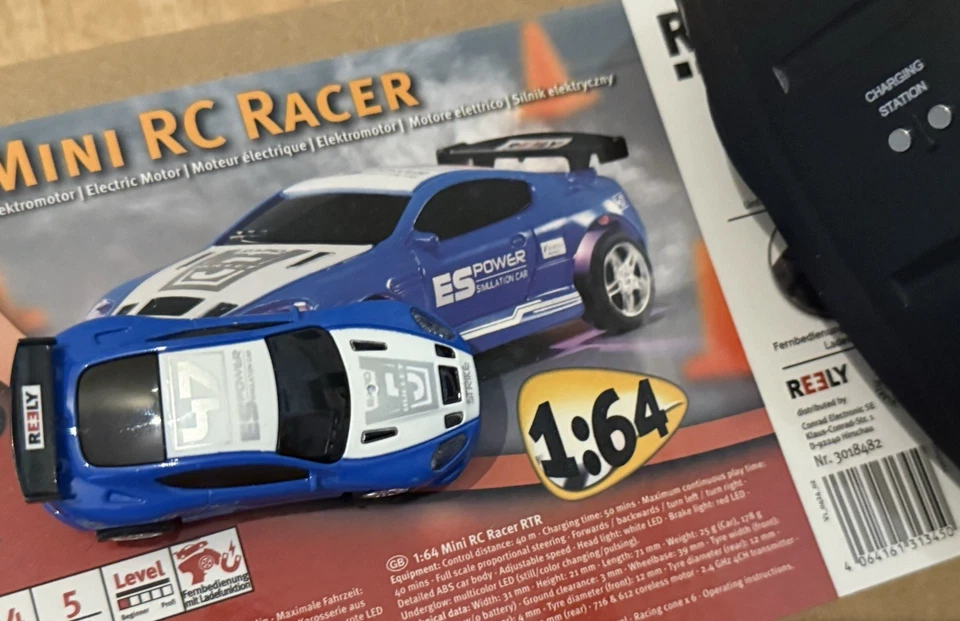 Reely Mini Racer Blau-Weiß Brushed 1:64 RC Modellauto Elektro Straßenmodell (C9) - Bild 4 von 4