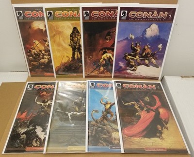 CONAN THE FRAZETTA COVER SERIES #1-8 COMPLETE SET (FN+-VF+ RANGE) 2007-2011 HTF