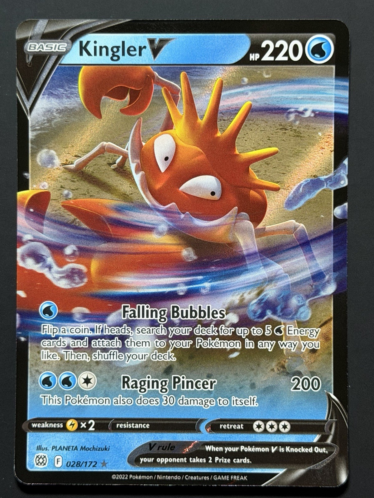 Kingler V Ultra Rare SWSH09: Brilliant Stars 028/172 NM Holo Pokemon TCG