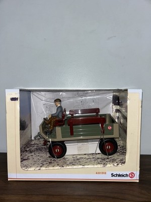 New Schleich 40190 Farm Horse and Driver Set (trolley) Retired 2005 Vintage NIB