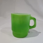 Vintage Anchor Hocking Fire King Ware Stackable Green 1 Coffee Mug  Milk Glass