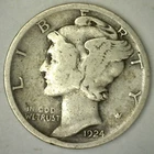 1924 S US Mercury Dime Coin Circulated 10c Silver Fine Condition