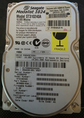USED SEAGATE MEDALIST 10240 ST310240A 10GB 5400 RPM Hard Drive IDE