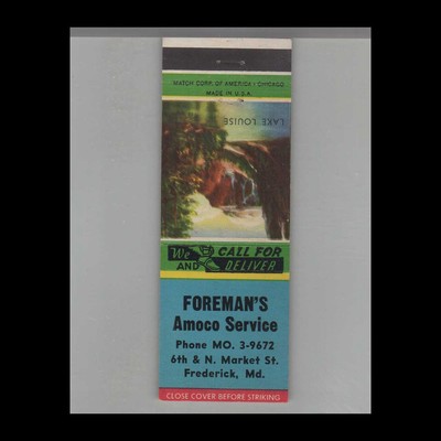 Matchbook Cover Amoco Gas Station Foreman's Amoco Service Frederick, MD