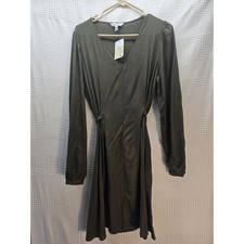 Nine West Dress Womens Size Medium Green Long Sleeve Belted Short Mini
