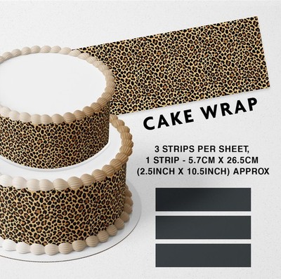 Leopard Cheetah Tiger Prints Edible Cake Wrap Strips, Cake Border (Set of 3)