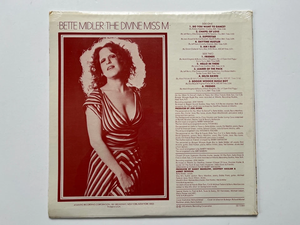 BETTE MIDLER ‎– The Divine Miss M, 1972 1st Atlantic records LP SEALED unplayed - Image 2 of 4