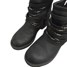 Coolway Women's Baru US 7 Black Leather Side Zip Y2K Goth Grunge Moto Boots 