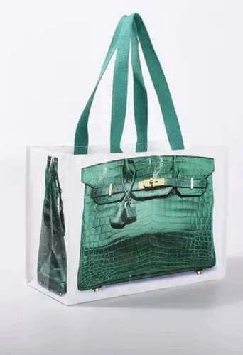 Recycled Reusable Grocery Tote, Birkin Bag GREEN - Picture 1 of 6