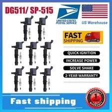 8X DG511 IRIDIUM Spark Plug Set & 8X SP-515 Ignition Coils for Ford 2004-2008