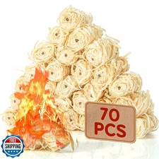 Natural Fire Starters for Campfires and Grill - 70 PCS Long-Burning Charcoal 