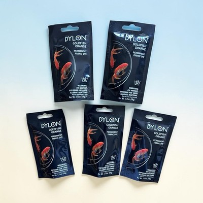 5x Dylon Permanent Fabric Dye Goldfish ORANGE 1.75 oz Tie Dye Upcycle Repurpose