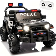 12V Kids Ride On Police Car for Kids 1-4 Electric Vehicles W/Parents Control Tod