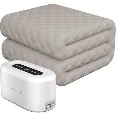 U-BOSS INC Water Heated Mattress Pad for Beds with Timer, Gray, 60'' x 70'' QUEEN