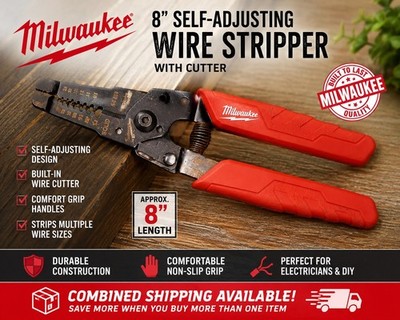 Milwaukee 8'' Self Adjusting Wire Stripper Cutter Automatic Electrician Hand Tool