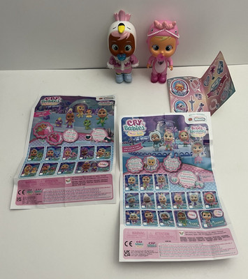 IMC Toys Cry Babies Magic Tears 5'' Baby Doll w/ Pacifier Lot of 2 w/ Stickers