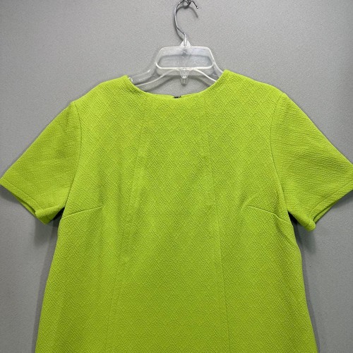 vintage Womens 60s Shift Sheath Dress Short Sleeve Twiggy Avocado Green M/L Zip - Picture 5 of 12