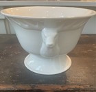 HARD-TO-FIND Vintage French Style Deer Handle 9 in. Serving Bowl White Reindeer