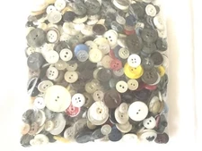 Vintage Buttons 15 Ounce Bag Assorted Materials Sizes and Styles Good Condition
